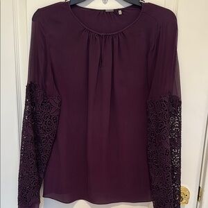 Elegant Purple Lace Sleeve Women's Top